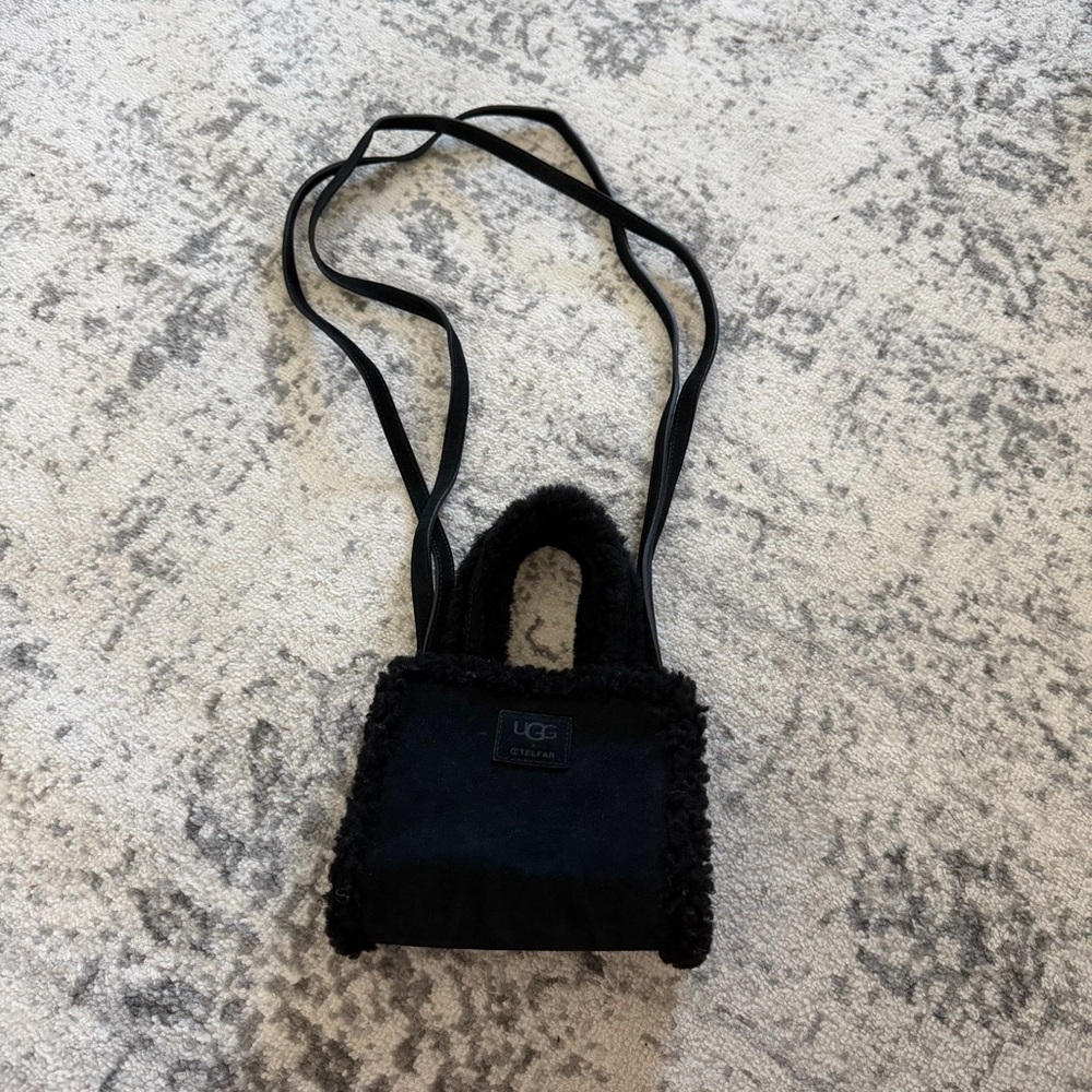 TELFAR X UGG Small Shopper Bag Suede Shearling Black - Picture 6 of 8